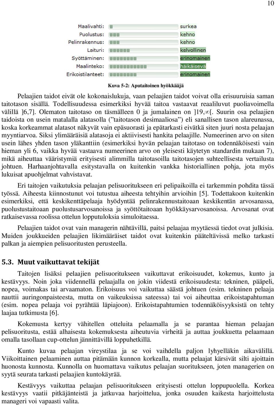 Suurin osa pelaajien taidoista on usein matalalla alatasolla ( taitotason desimaaliosa ) eli sanallisen tason alareunassa, koska korkeammat alatasot näkyvät vain epäsuorasti ja epätarkasti eivätkä