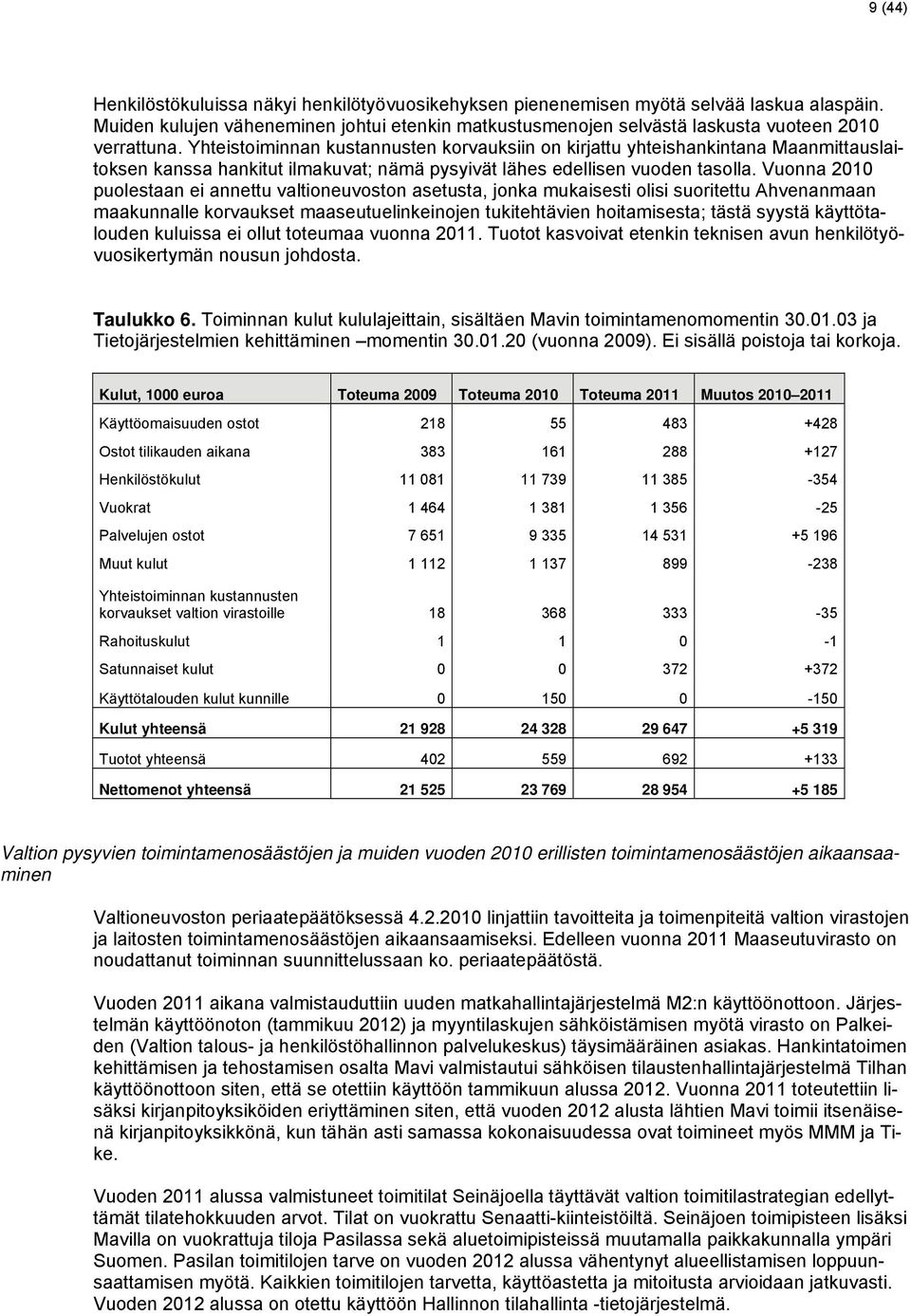 Vuonna 2010 puolestaan ei annettu valtioneuvoston asetusta, jonka mukaisesti olisi suoritettu Ahvenanmaan maakunnalle korvaukset maaseutuelinkeinojen tukitehtävien hoitamisesta; tästä syystä