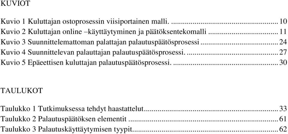 .. 11 Kuvio 3 Suunnittelemattoman palattajan palautuspäätösprosessi.