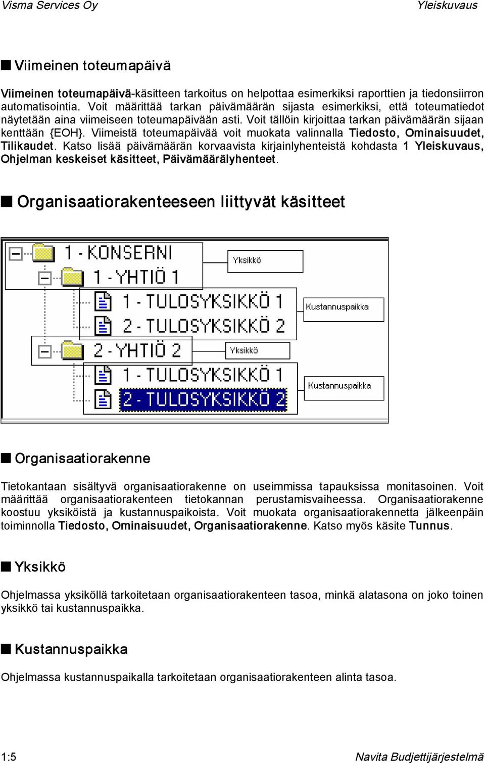 Viimeistä toteumapäivää voit muokata valinnalla Tiedosto, Ominaisuudet, Tilikaudet.