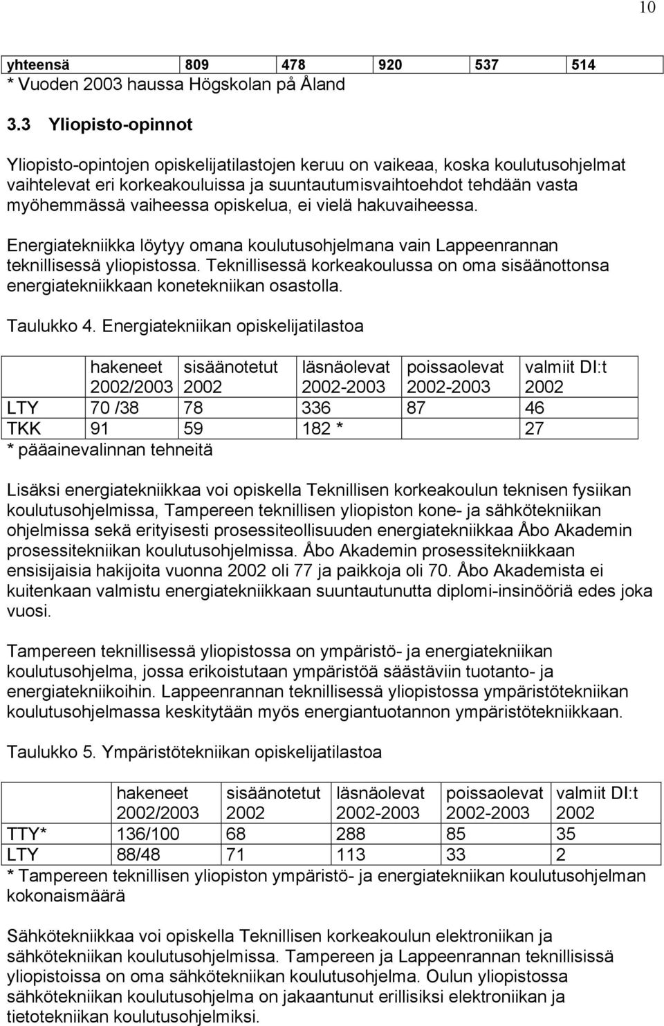 opiskelua, ei vielä hakuvaiheessa. Energiatekniikka löytyy omana koulutusohjelmana vain Lappeenrannan teknillisessä yliopistossa.