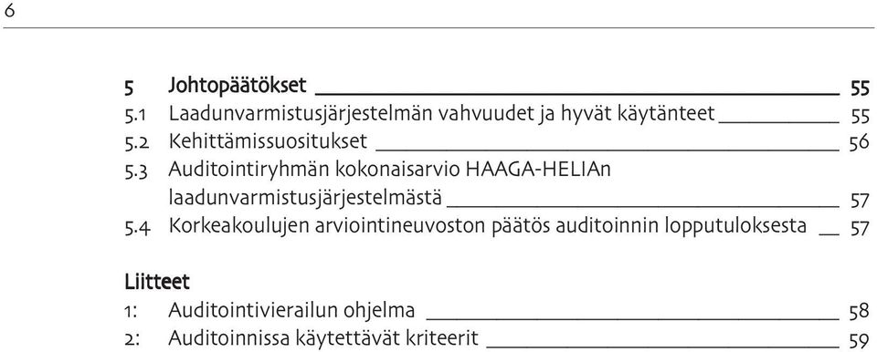 Auditointiryhmän kokonaisarvio HAAGA-HELIAn laadunvarmistusjärjestelmästä.