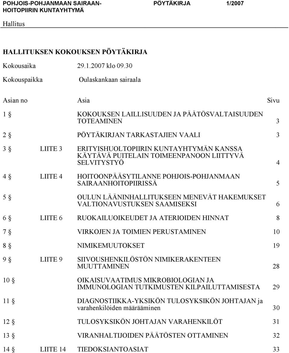 KANSSA KÄYTÄVÄ PUITELAIN TOIMEENPANOON LIITTYVÄ SELVITYSTYÖ 4 4 LIITE 4 HOITOONPÄÄSYTILANNE POHJOIS-POHJANMAAN SAIRAANHOITOPIIRISSÄ 5 5 OULUN LÄÄNINHALLITUKSEEN MENEVÄT HAKEMUKSET VALTIONAVUSTUKSEN