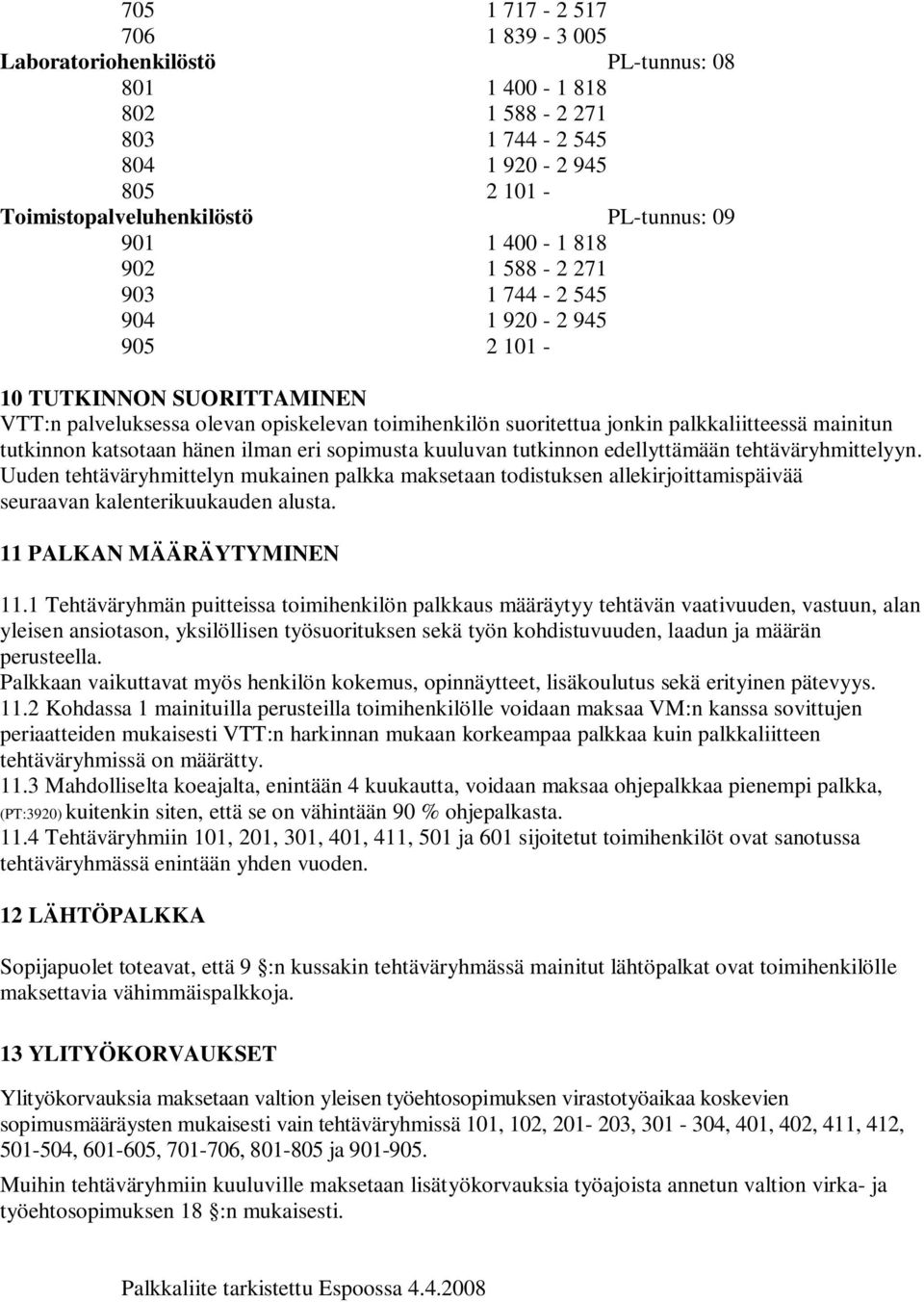 katsotaan hänen ilman eri sopimusta kuuluvan tutkinnon edellyttämään tehtäväryhmittelyyn.