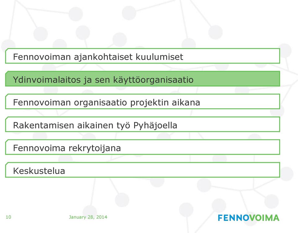 projektin aikana Rakentamisen aikainen työ Pyhäjoella