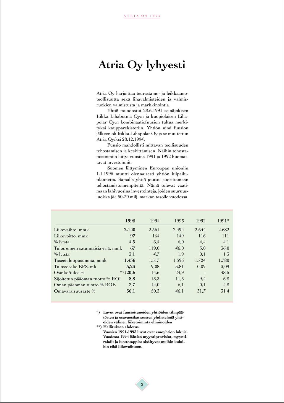 Yhtiön nimi fuusion jälkeen oli Itikka-Lihapolar Oy ja se muutettiin Atria Oy:ksi 28.12.1994. Fuusio mahdollisti mittavan teollisuuden tehostamisen ja keskittämisen.