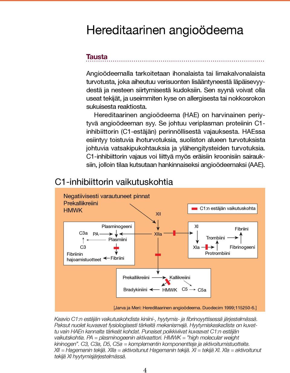 Se johtuu veriplasman proteiinin C1- inhibiittorin (C1-estäjän) perinnöllisestä vajauksesta.