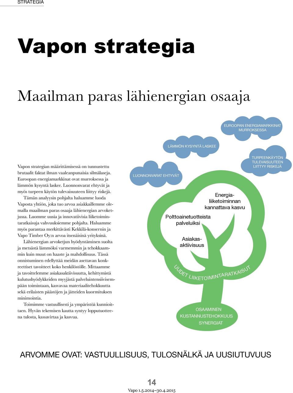 Tämän analyysin pohjalta haluamme luoda Vaposta yhtiön, joka tuo arvoa asiakkaillemme olemalla maailman paras osaaja lähienergian arvoketjussa.