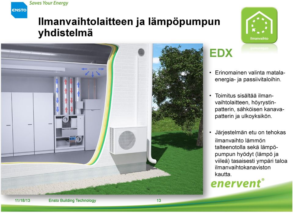 Toimitus sisältää ilmanvaihtolaitteen, höyrystinpatterin, sähköisen kanavapatterin ja