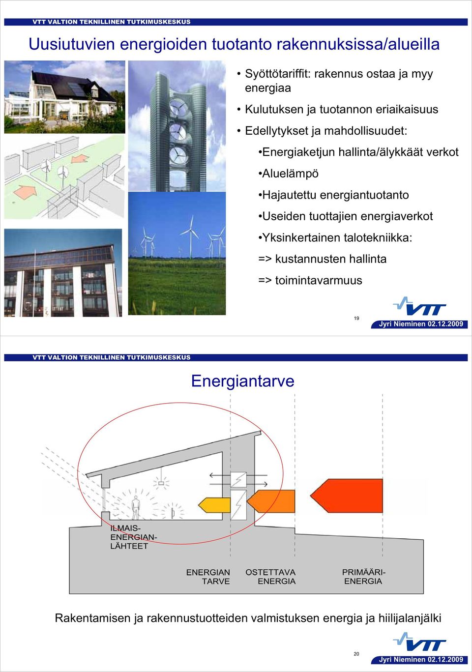 Aluelämpö Hajautettu energiantuotanto Useiden tuottajien energiaverkot Yksinkertainen talotekniikka: =>