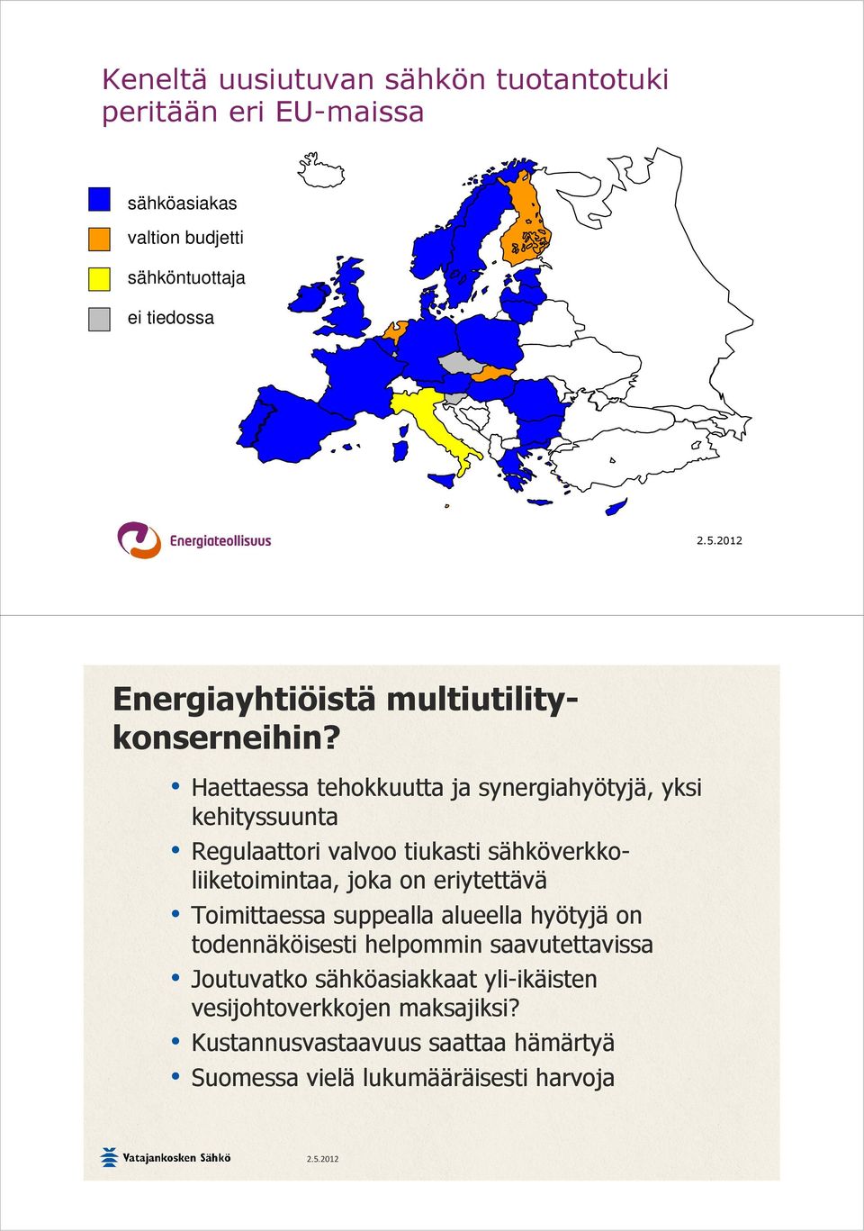 Haettaessa tehokkuutta ja synergiahyötyjä, yksi kehityssuunta Regulaattori valvoo tiukasti sähköverkkoliiketoimintaa, joka on