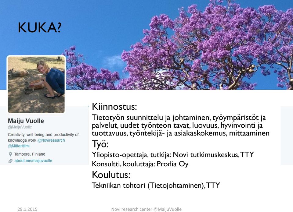 mittaaminen Työ: Yliopisto-opettaja, tutkija: Novi tutkimuskeskus, TTY Konsultti,