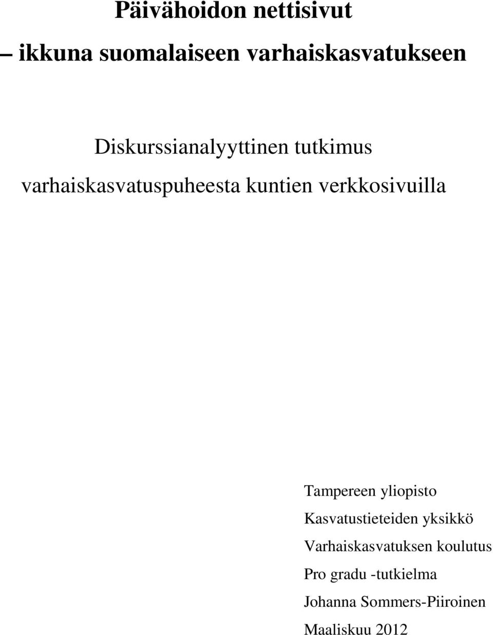 verkkosivuilla Tampereen yliopisto Kasvatustieteiden yksikkö