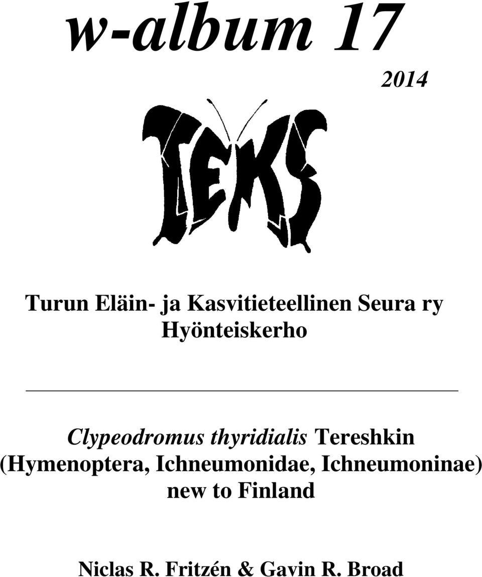 Tereshkin (Hymenoptera, Ichneumonidae,