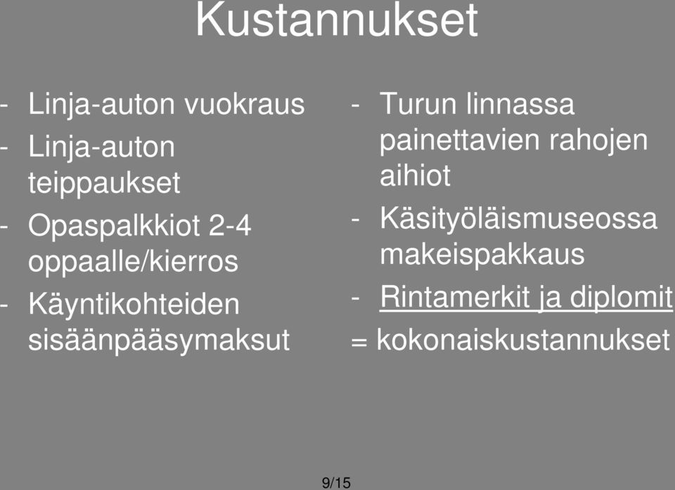 sisäänpääsymaksut - Turun linnassa painettavien rahojen aihiot -