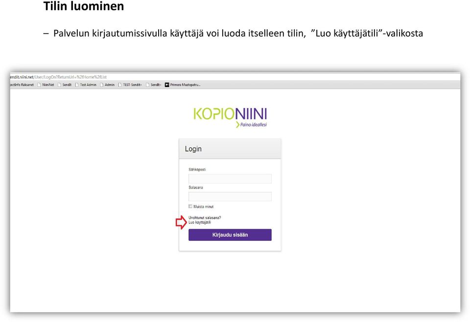 käyttäjä voi luoda