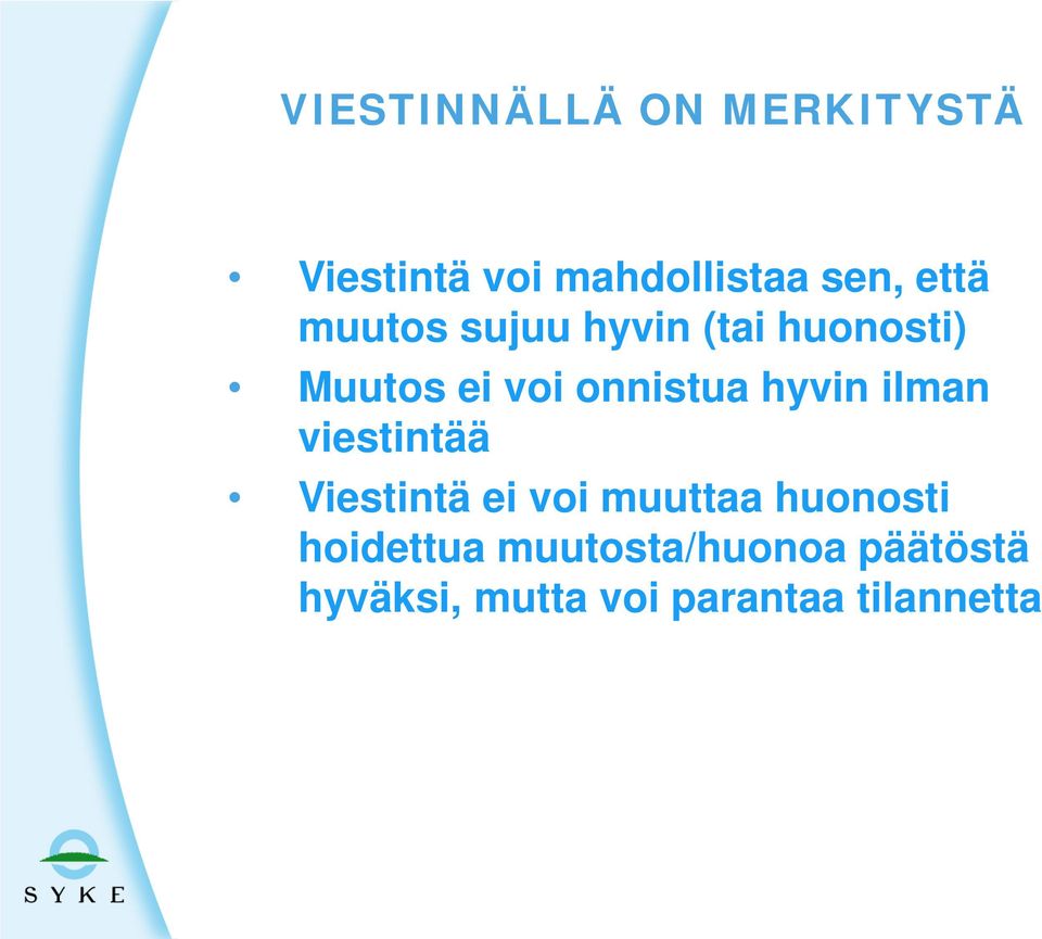 hyvin ilman viestintää Viestintä ei voi muuttaa huonosti
