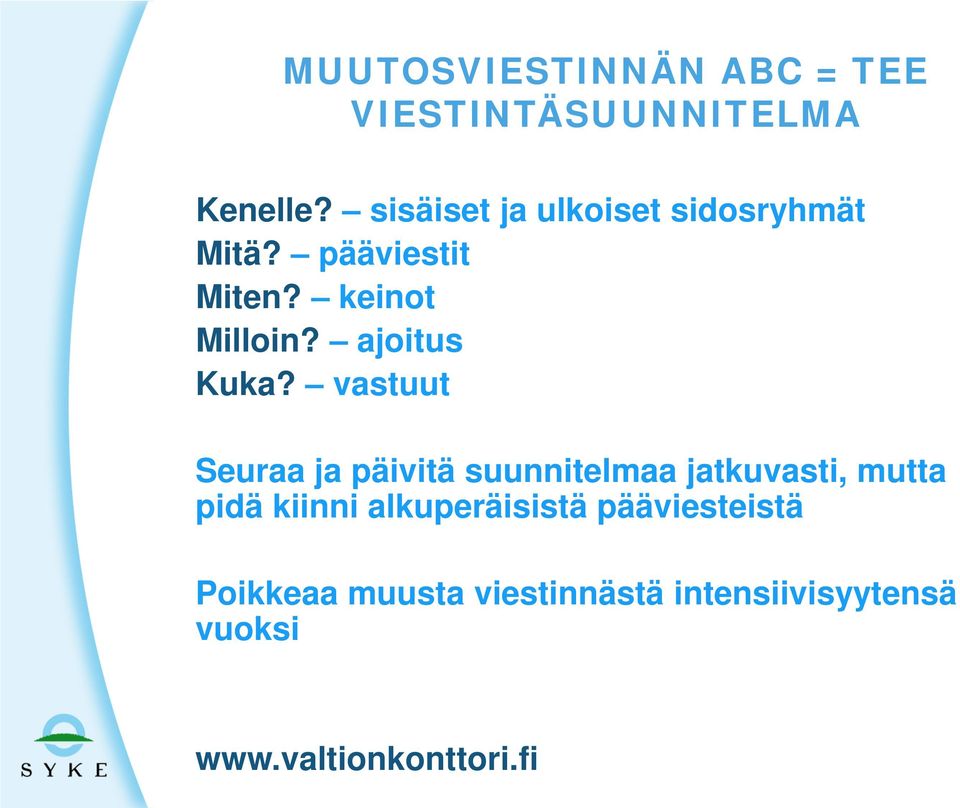 ajoitus Kuka?