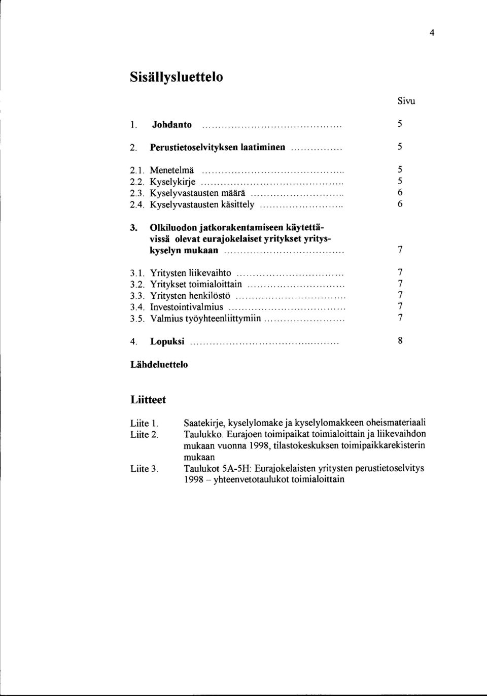 Investointivalmius.... 3. 5. Valmius työyhteenliittymiin.... 4. Lopuksi.... 5 5 5 5 6 6 7 7 7 7 7 7 8 Lähdeluettelo Liitteet Liite 1. Liite. Liite 3.