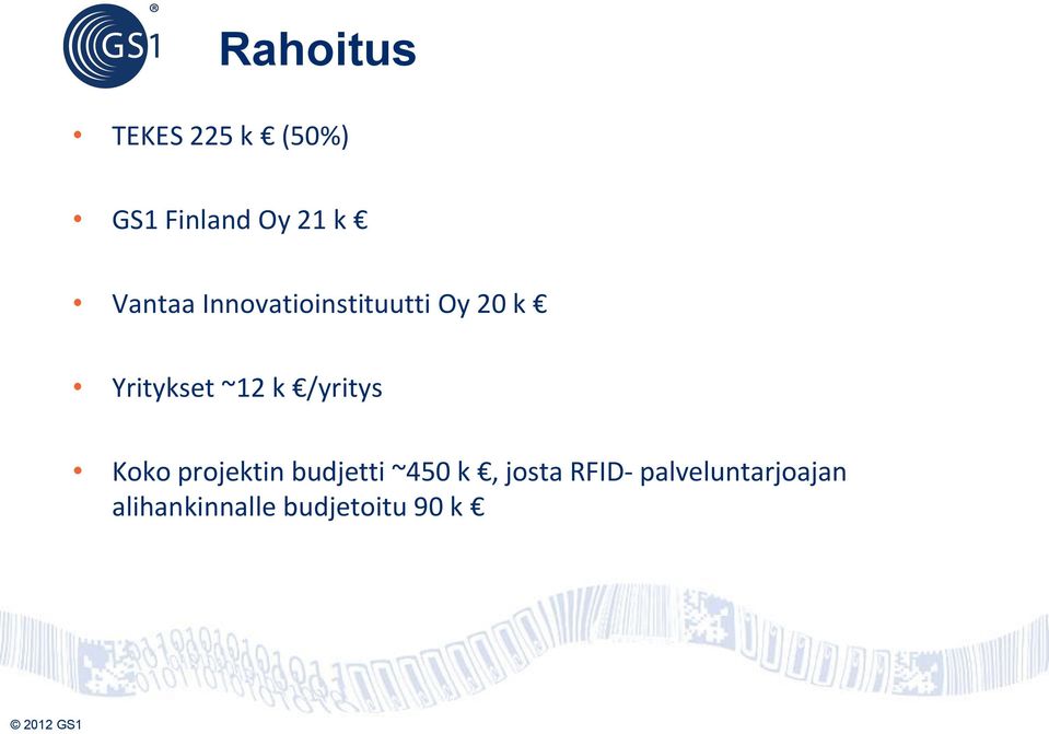 k /yritys Koko projektin budjetti ~450 k, josta