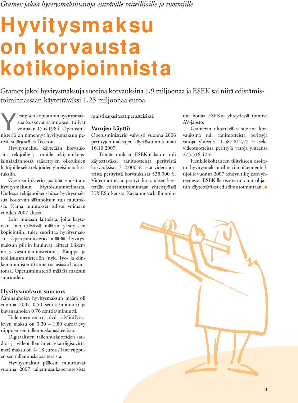 Opetusministeriö on ni men nyt hyvitysmaksun periväksi järjestöksi Teoston.
