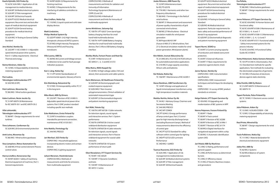 Recurrent test and test after repair of medical electrical equipment SC 62A/PT 62354 General testing procedures for medical electrical equipment SC 62A/WG 14 Testing to General Safety Standard Jens