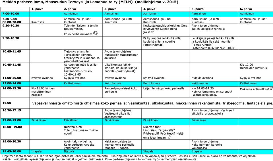 30 Pallojumppaa leikki-ikäisille, kouluikäisille ja nuorille (omat ryhmät) 10.45-11.