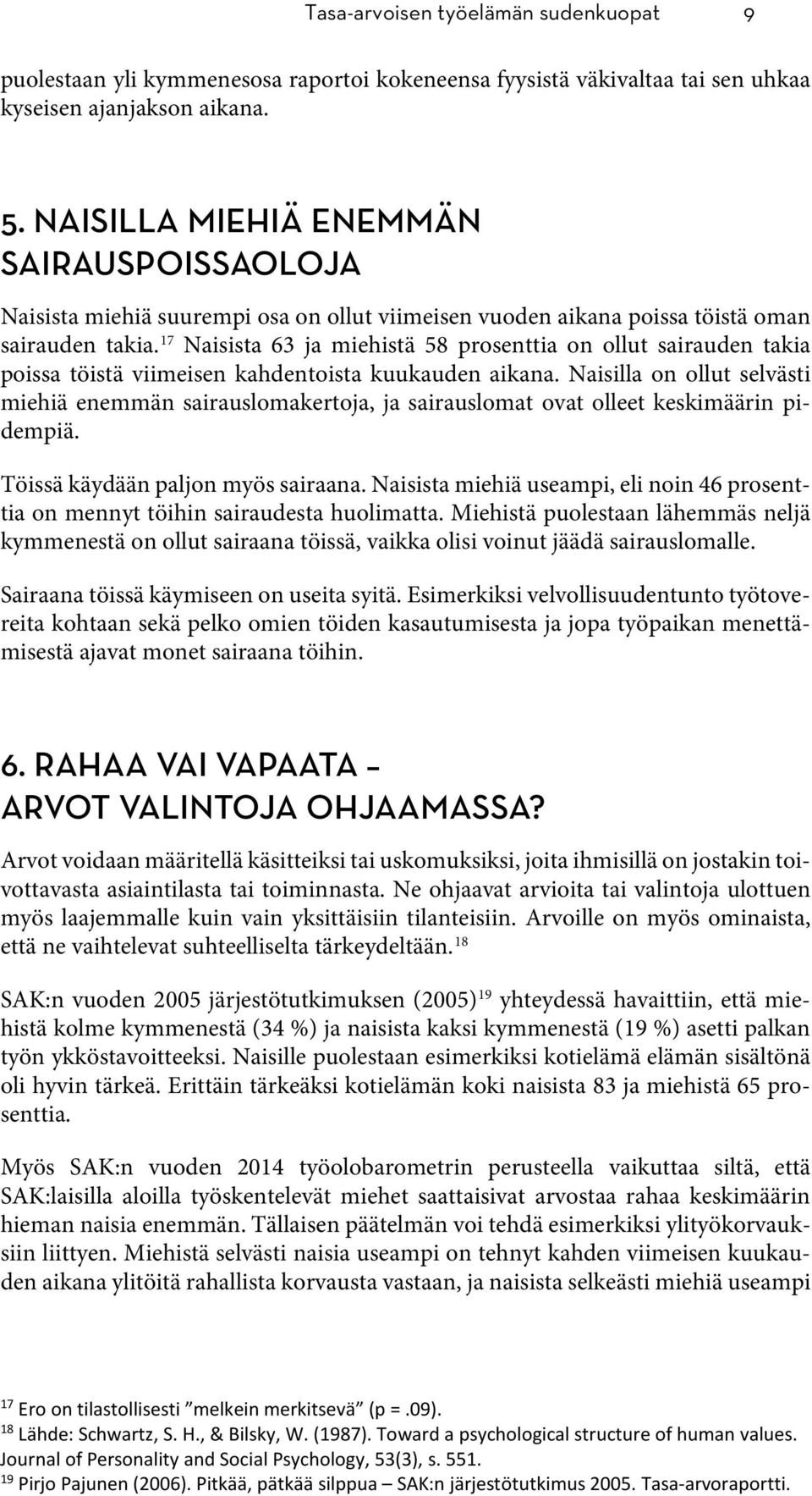 17 Naisista 63 ja miehistä 58 prosenttia on ollut sairauden takia poissa töistä viimeisen kahdentoista kuukauden aikana.