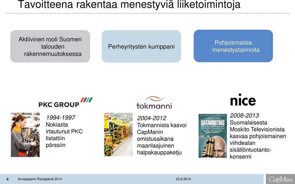pörssiin 2004-2012 Tokmannista kasvoi CapManin omistusaikana maanlaajuinen halpakauppaketju 2008-2013