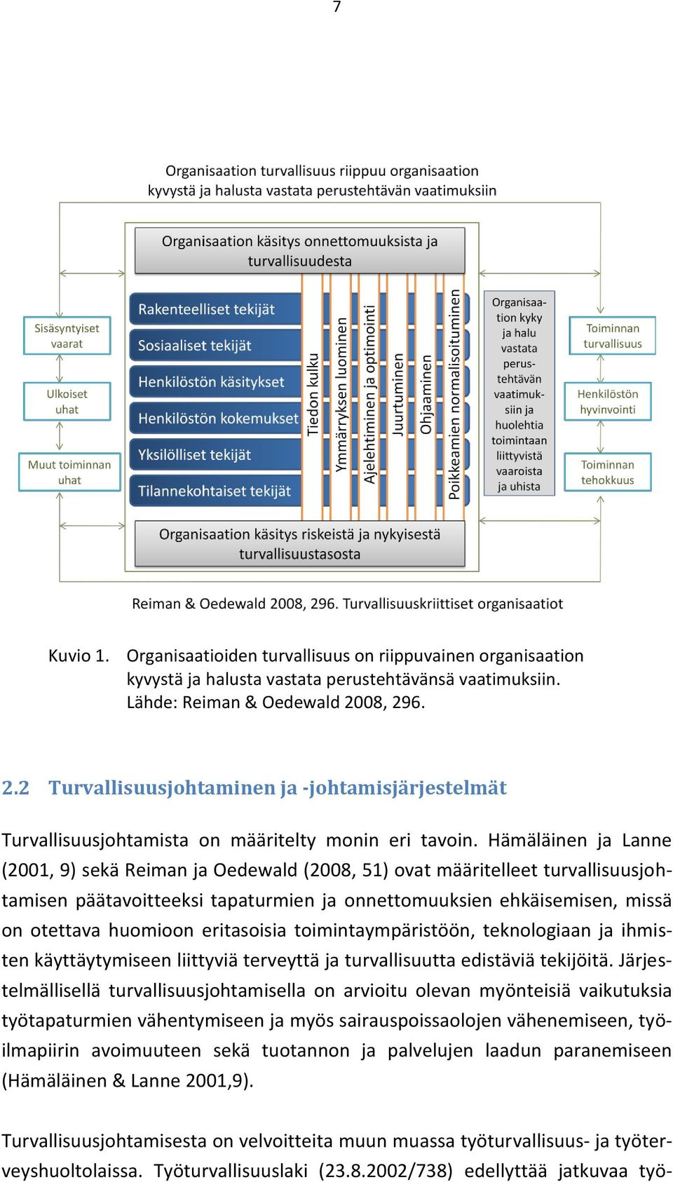 Hämäläinen ja Lanne (2001, 9) sekä Reiman ja Oedewald (2008, 51) ovat määritelleet turvallisuusjohtamisen päätavoitteeksi tapaturmien ja onnettomuuksien ehkäisemisen, missä on otettava huomioon