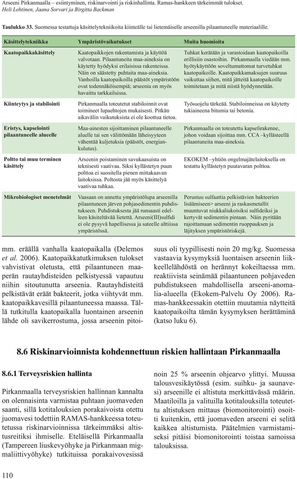 menetelmät Kaatopaikkojen rakentamista ja käyttöä valvotaan. Pilaantuneita maa-aineksia on käytetty hyödyksi erilaisissa rakenteissa. Näin on säästetty puhtaita maa-aineksia.