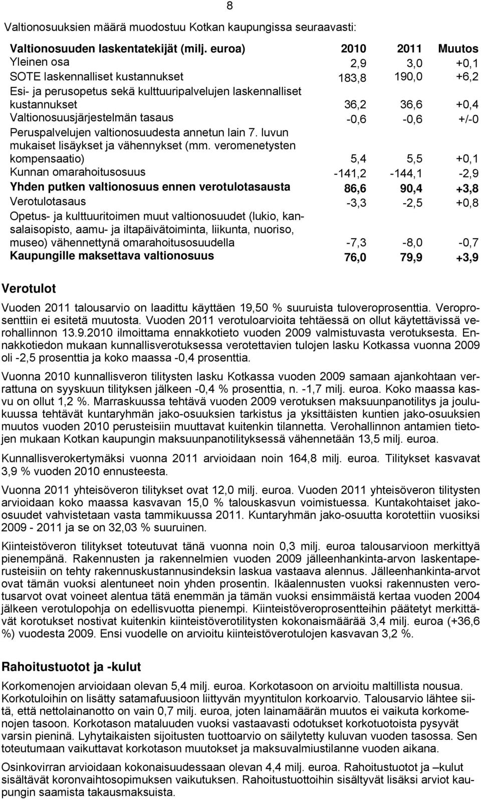 Valtionosuusjärjestelmän tasaus -0,6-0,6 +/-0 Peruspalvelujen valtionosuudesta annetun lain 7. luvun mukaiset lisäykset ja vähennykset (mm.