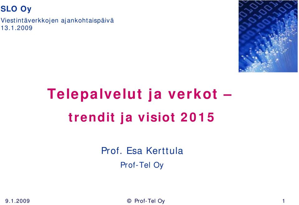 .1.2009 Telepalvelut ja verkot