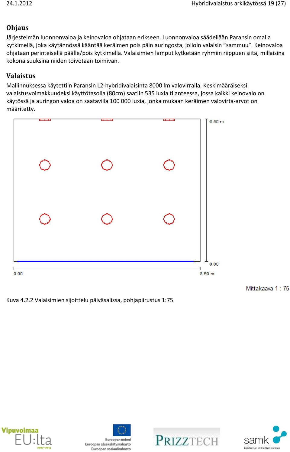 Valaisimien lamput kytketään ryhmiin riippuen siitä, millaisina kokonaisuuksina niiden toivotaan toimivan. Valaistus Mallinnuksessa käytettiin Paransin L2-hybridivalaisinta 8000 lm valovirralla.