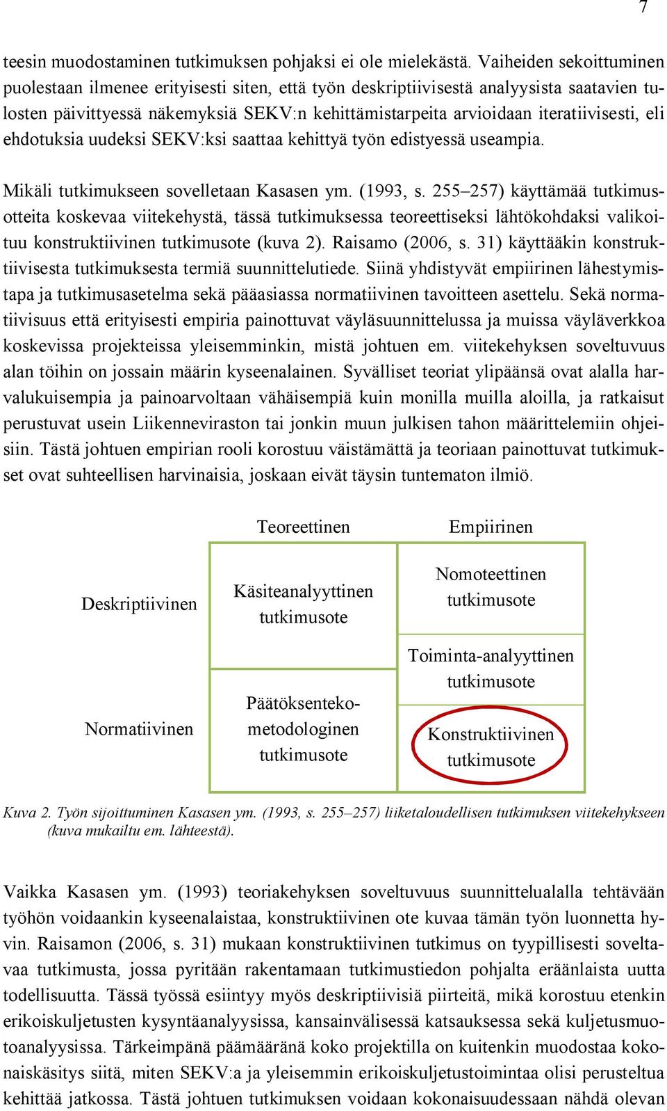 eli ehdotuksia uudeksi SEKV:ksi saattaa kehittyä työn edistyessä useampia. Mikäli tutkimukseen sovelletaan Kasasen ym. (1993, s.