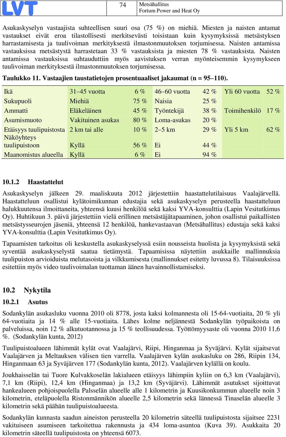 Naisten antamissa vastauksissa metsästystä harrastetaan 33 % vastauksista ja miesten 78 % vastauksista.