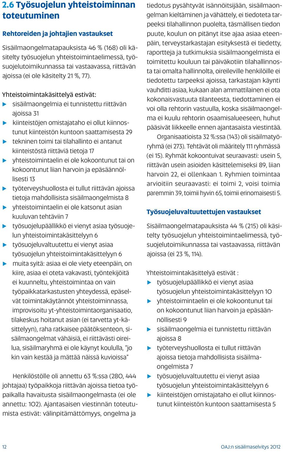 Yhteistoimintakäsittelyä estivät: sisäilmaongelmia ei tunnistettu riittävän ajoissa 31 kiinteistöjen omistajataho ei ollut kiinnostunut kiinteistön kuntoon saattamisesta 29 tekninen toimi tai