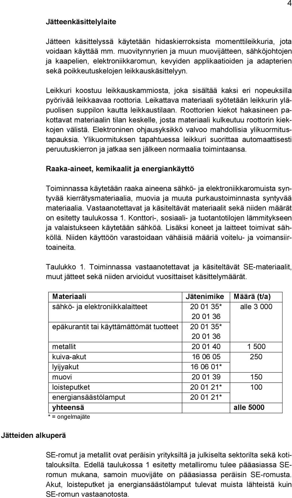 Leikkuri koostuu leikkauskammiosta, joka sisältää kaksi eri nopeuksilla pyörivää leikkaavaa roottoria. Leikattava materiaali syötetään leikkurin yläpuolisen suppilon kautta leikkaustilaan.