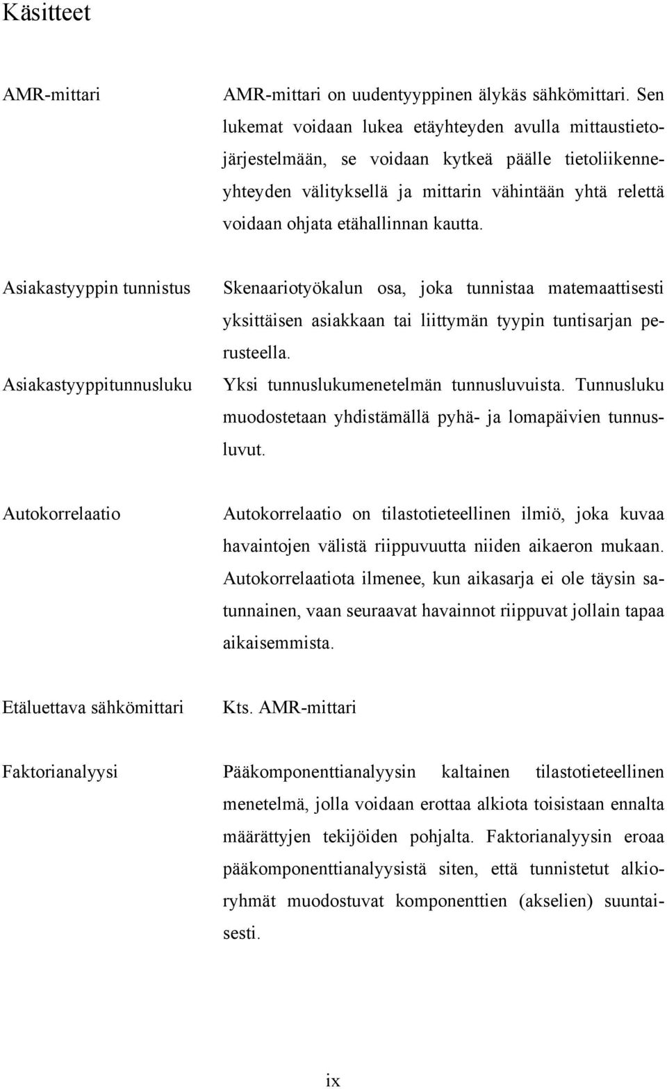 kautta. Asiakastyyppin tunnistus Asiakastyyppitunnusluku Skenaariotyökalun osa, joka tunnistaa matemaattisesti yksittäisen asiakkaan tai liittymän tyypin tuntisarjan perusteella.