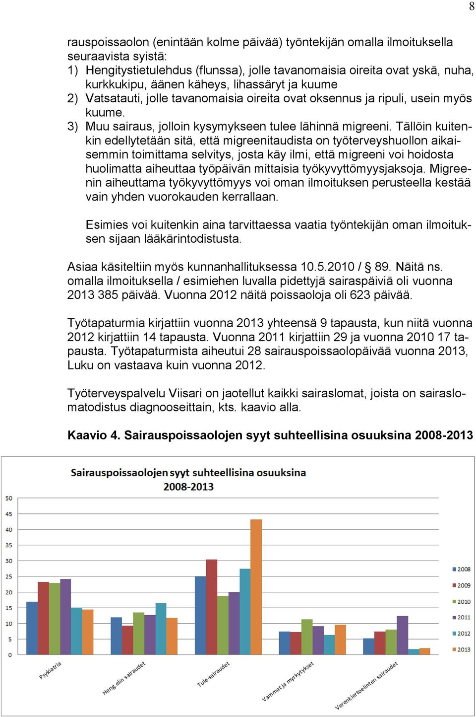 Tällöin kuitenkin edellytetään sitä, että migreenitaudista on työterveyshuollon aikaisemmin toimittama selvitys, josta käy ilmi, että migreeni voi hoidosta huolimatta aiheuttaa työpäivän mittaisia