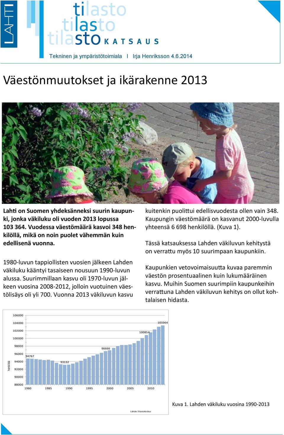 Suurimmillaan kasvu oli 1970-luvun jälkeen vuosina 2008-2012, jolloin vuotuinen väestölisäys oli yli 700. Vuonna 2013 väkiluvun kasvu kuitenkin puolittui edellisvuodesta ollen vain 348.