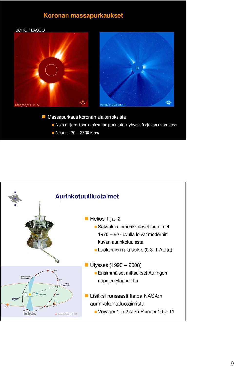 -luvulla loivat modernin kuvan aurinkotuulesta Luotaimien rata soikio (0.