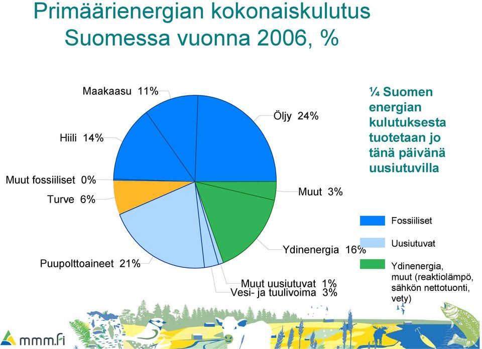 päivänä uusiutuvilla Fossiiliset Puupolttoaineet 21% Ydinenergia 16% Muut uusiutuvat 1%