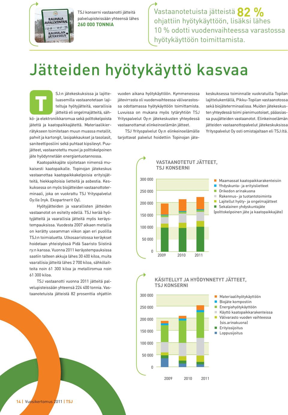 Jätteiden hyötykäyttö kasvaa SJ:n jätekeskuksissa ja lajitteluasemilla vastaanotetaan laji- T teltuja hyötyjätteitä, vaarallisia jätteitä eli ongelmajätteitä, sähkö- ja elektroniikkaromua sekä