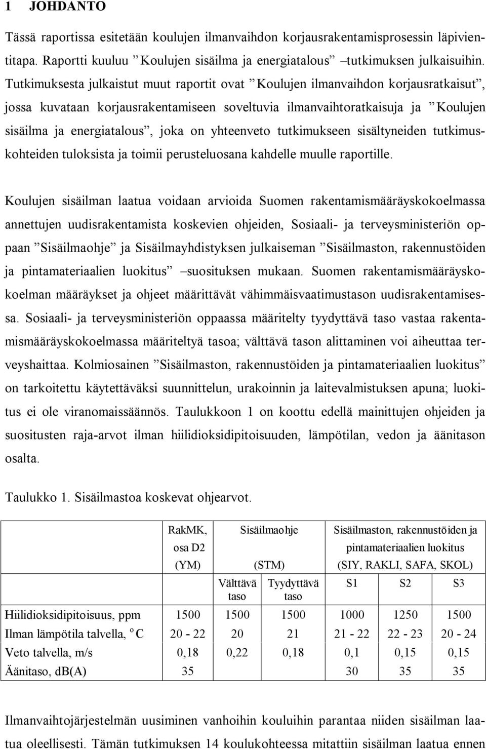 yhteenveto tutkimukseen sisältyneiden tutkimuskohteiden tuloksista ja toimii perusteluosana kahdelle muulle raportille.