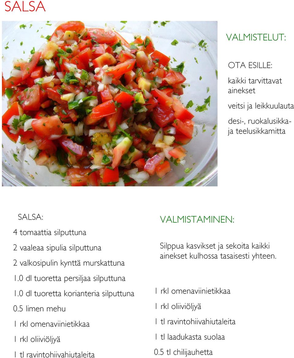 Nunc est. 1.0 dl tuoretta korianteria silputtuna 0.