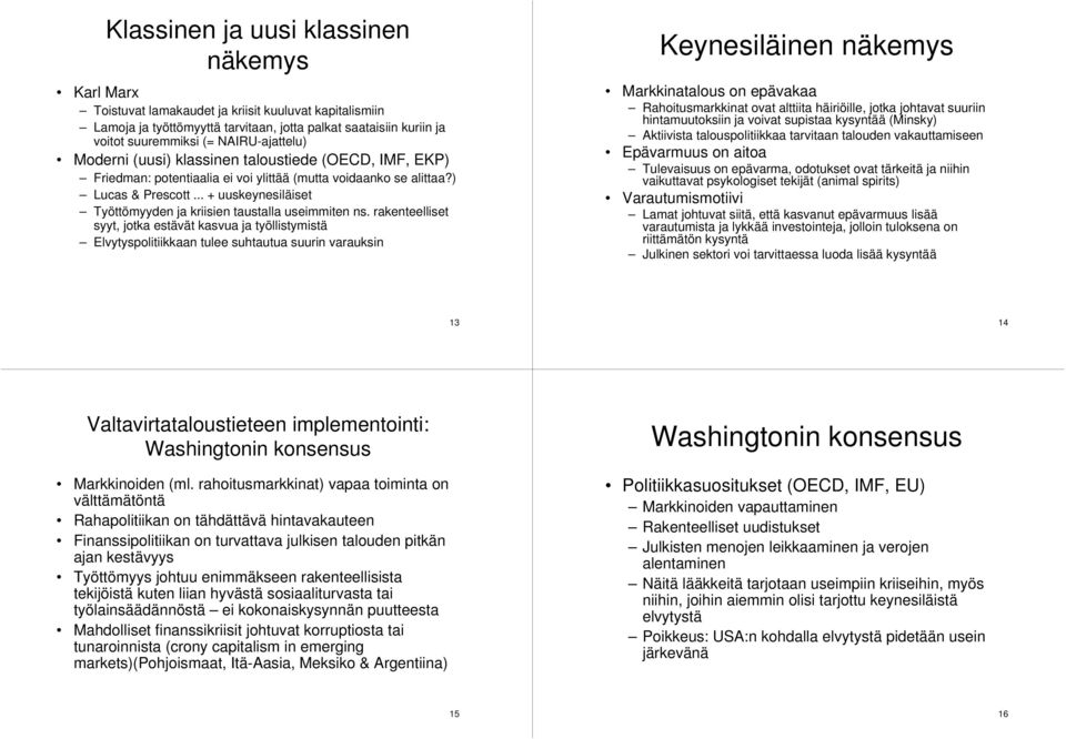 .. + uuskeynesiläiset Työttömyyden ja kriisien taustalla useimmiten ns.