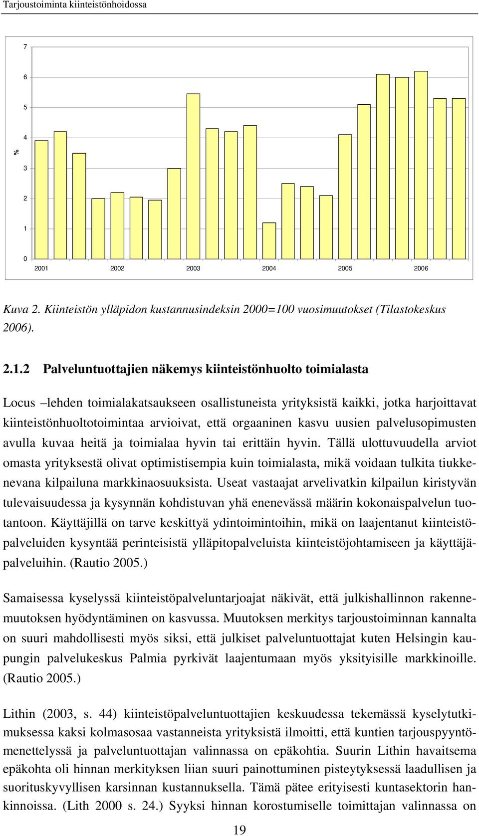 2002 2003 2004 2005 2006 Kuva 2. Kiinteistön ylläpidon kustannusindeksin 2000=10