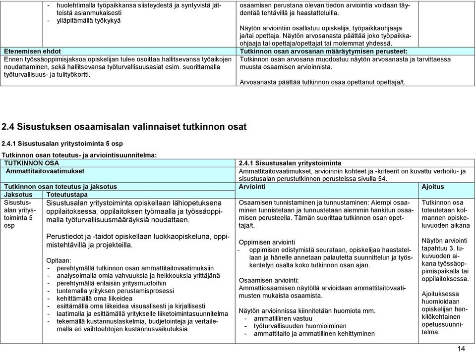 osaamisen perustana olevan tiedon arviointia voidaan täydentää tehtävillä ja haastatteluilla. ja/tai opettaja.