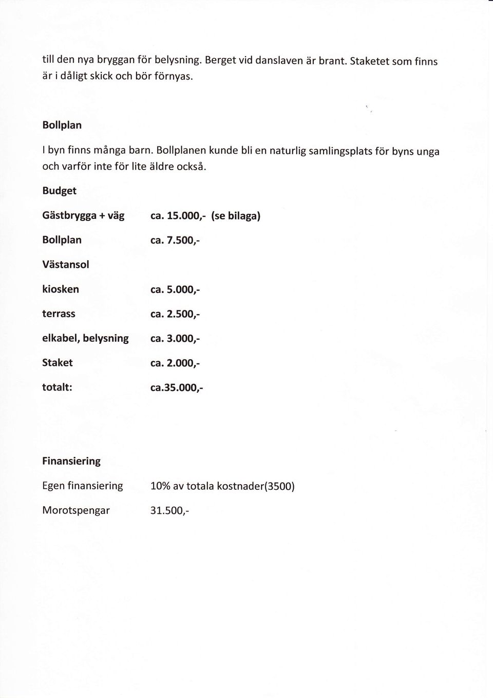 Bollplanen kunde bli en naturlig samlingsplats för byns unga och varför inte för lite äldre också.